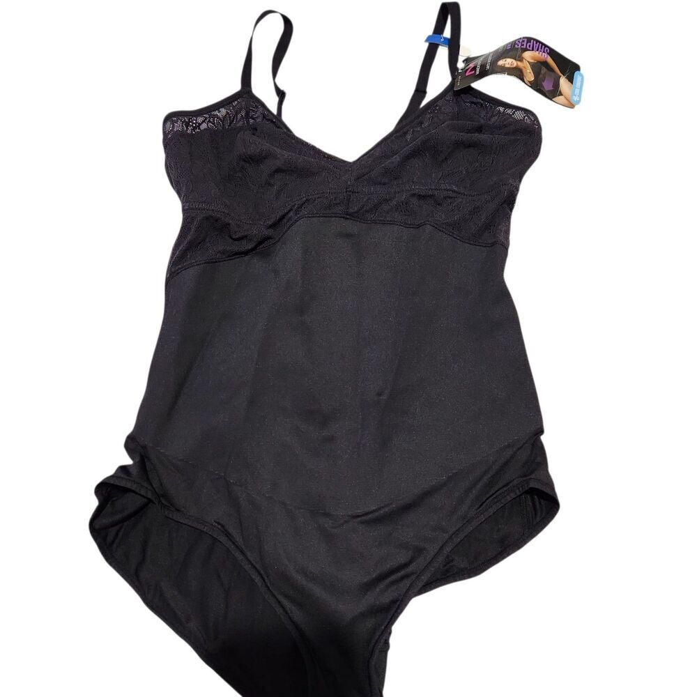 Maidenform Womens Shapewear Lace Bodysuit XL Black Frim Control Cool Comfort.